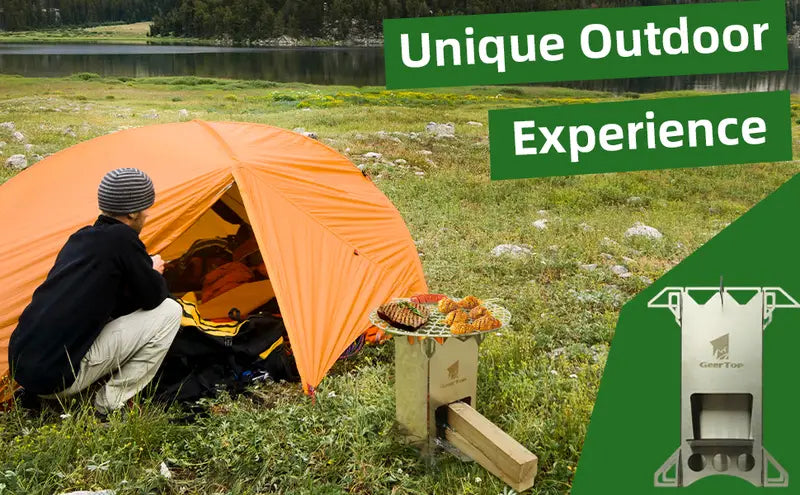 GEERTOP Stainless Steel Wood Rocket Stove - Lightweight & Compact