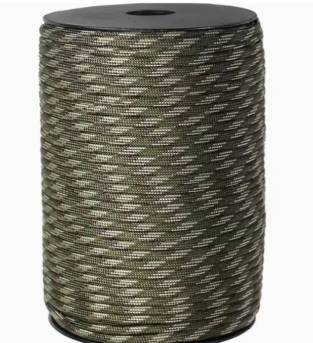 50M Roll Pack 9-Core Umbrella Rope 4mm Black, Polyamide, Under 55.34 KG (2.27KG)