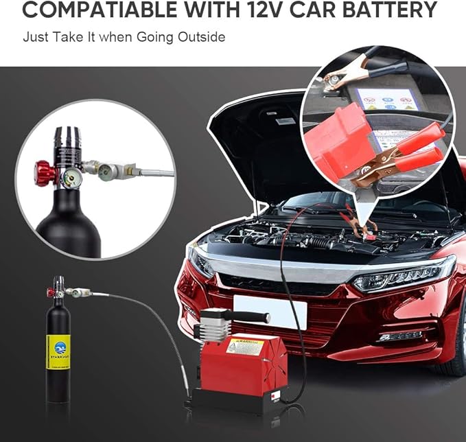 GX CS2 Mobile Mini High Pressure Compressor 12V DC & 220V AC Compatible