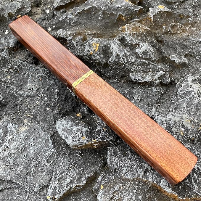 2PCS Katana Japanese Fixed Blade Knife with Wood Handle - D2 Steel Tanto Knife + Drop Point Knife with Wood Sheath