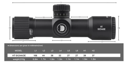 Discovery HT 6X24 AOE IR Rifle Scope