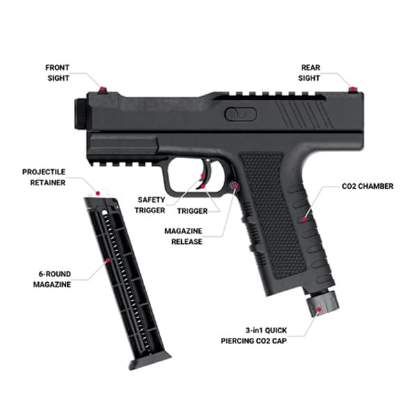 Defense Innovation Pistelle X-68 Gen2 Self-Defence Airgun Orange