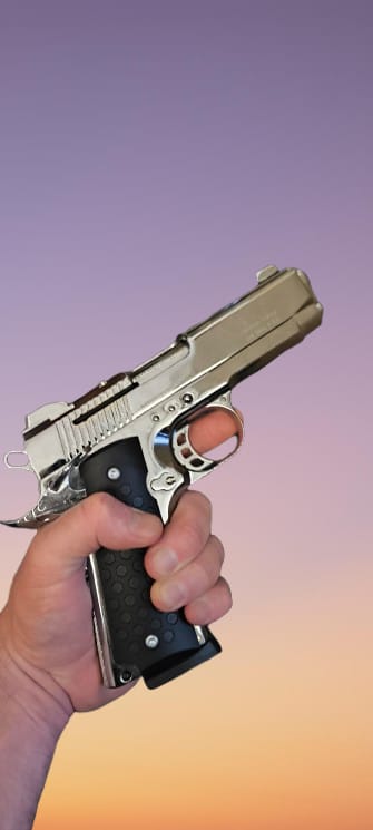 Kuzey 911W SXW Blank Firing Signal Gun - Silver/Black Grip/Silver Trim