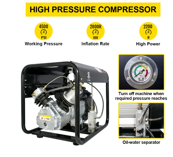 PCP Air Compressor 300Bar 4500Psi High Pressure Compressor for Inflator PCP Rifle Airgun Diving Scuba 6.8L Tank