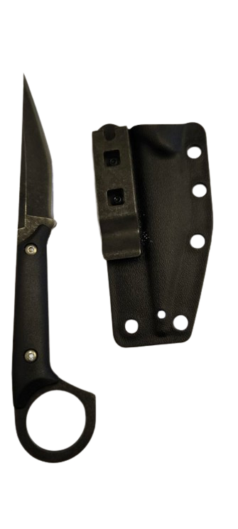 Fixed Blade D2 Stonewashed Ring Knife with Kydex Sheath