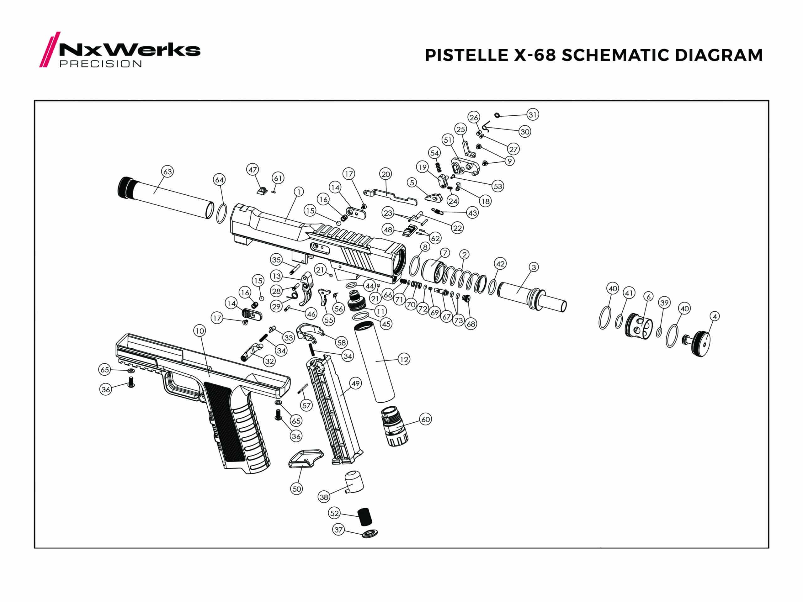 Defense Innovation Pistelle X-68 Gen2 Self-Defence Airgun Orange