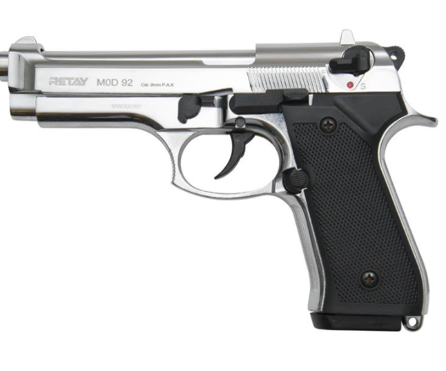Retay Blank Gun - Mod 92 Chrome | Pepper Gun