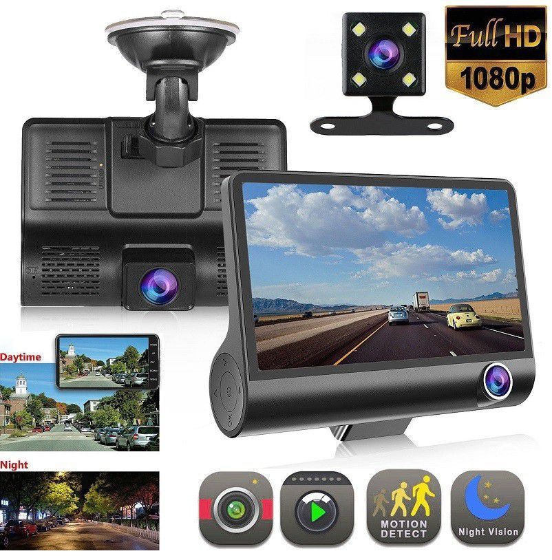 1080P Triple Dash Camera Vehicle DVR Dashcam