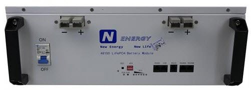Nenergy 48V Lithium-ion LiFePo4 Battery 100Ah 4.8KWh - Wall mount Battery Cables not Included