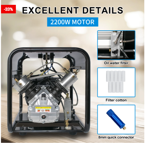 PCP Air Compressor 300Bar 4500Psi High Pressure Compressor for Inflator PCP Rifle Airgun Diving Scuba 6.8L Tank