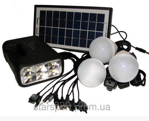 GD Lite Solar Lighting Kit | 8017 | 3 X Bulbs | Solar Panel | Torch | Cellphone Charger