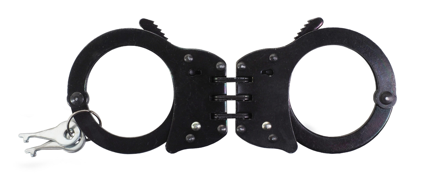 Black Gold Line Police Grade Handcuffs with Pouch