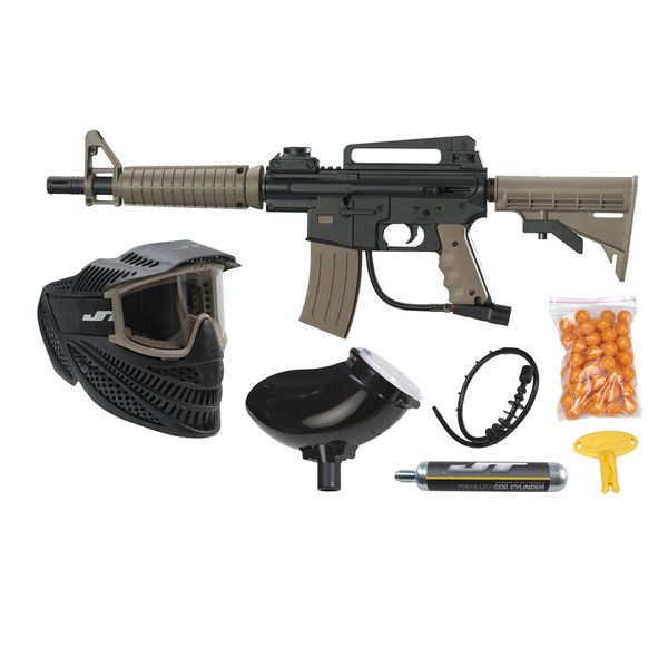 Jt Tactical Rtp Kit Tan Includes Mask 9Oz Co2 Hopper 50 Paintballs