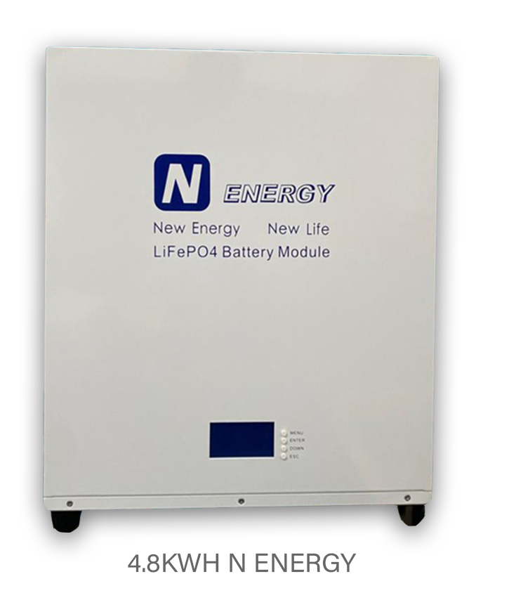 Nenergy 48V Lithium-ion LiFePo4 Battery 100Ah 4.8KWh - Wall mount Battery Cables not Included