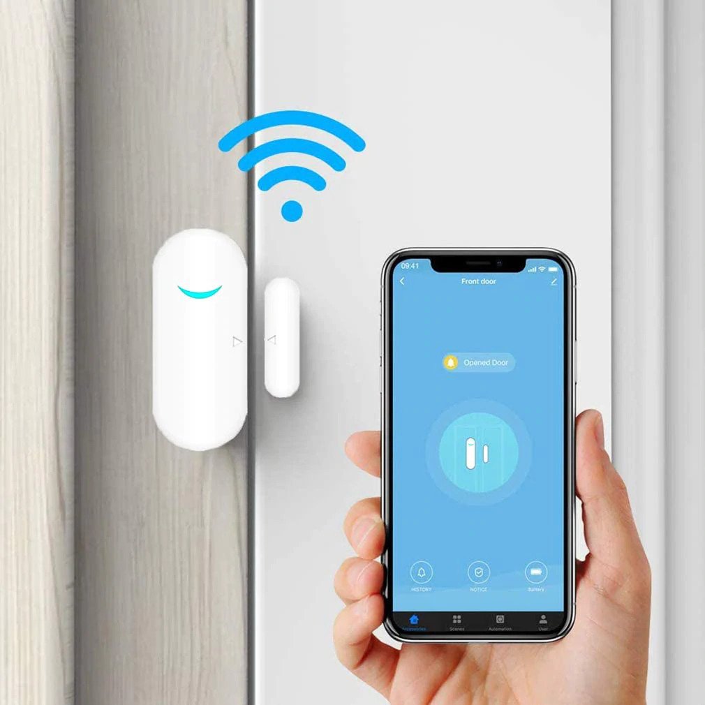 WiFi Wireless Door Window Sensor,TUYA Smart Alarm, Home Security Alarm System, Compatible with Alexa, Google Home, Siri