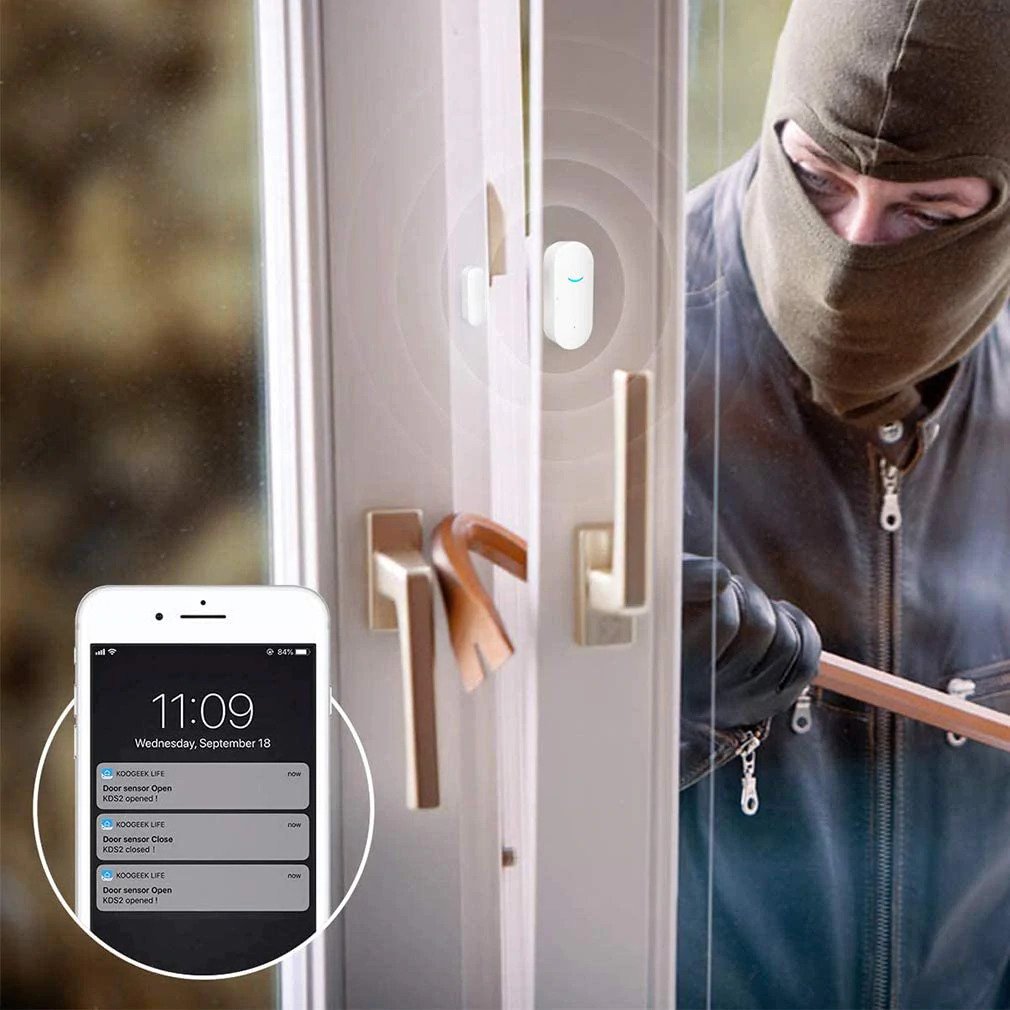 WiFi Wireless Door Window Sensor,TUYA Smart Alarm, Home Security Alarm System, Compatible with Alexa, Google Home, Siri