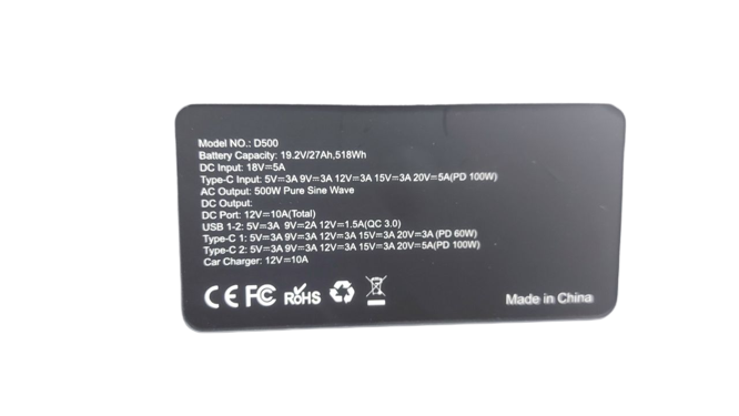 Portable Power Generator with Built in 500W Inverter | 518Wh LiFePO4 Battery