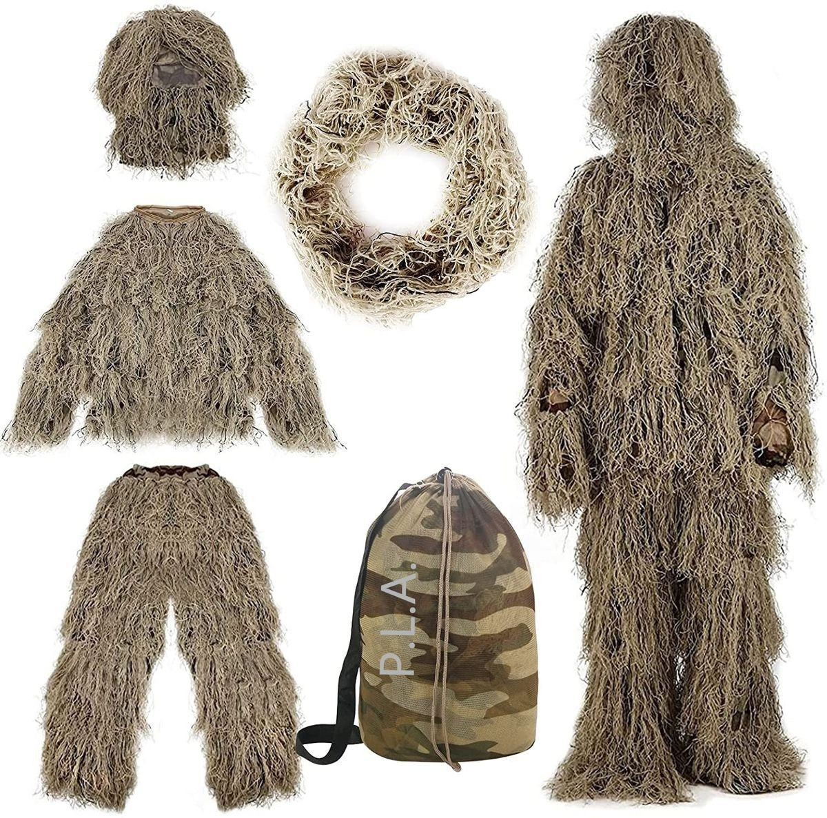 Ghillie Suit P.L.A. Camouflaged Clothing - Karoo Beige