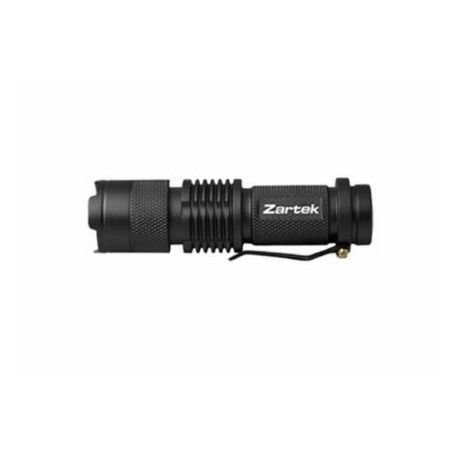 Zartek LED Aluminium torch, 100 Lumen, Zoom, AA battery included