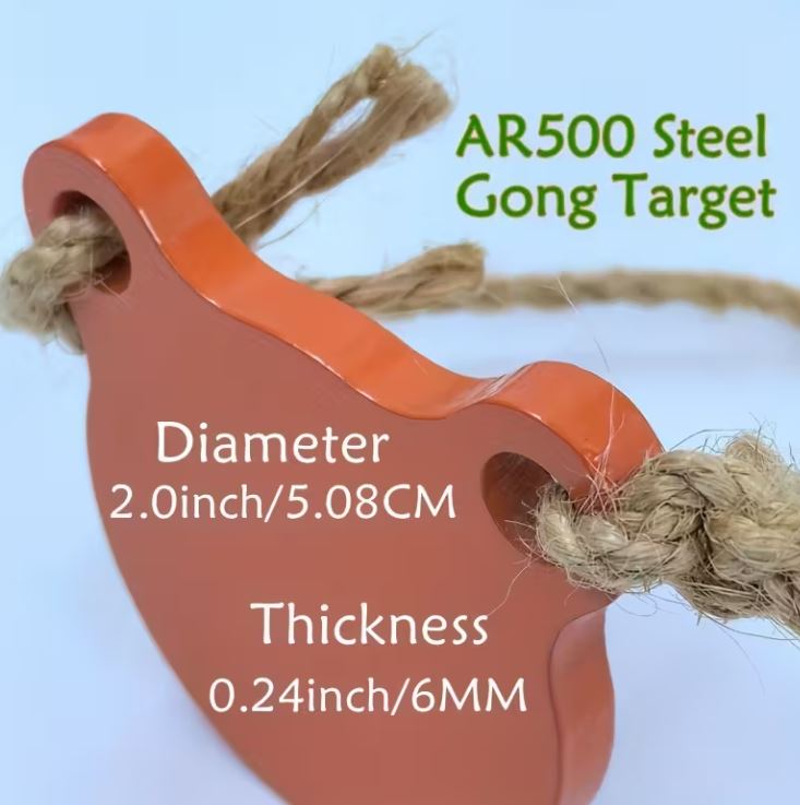 AR500 Steel Gong Target Laser-Cut 2.0inch/5.08cm Diameter 0.24inch/6mm