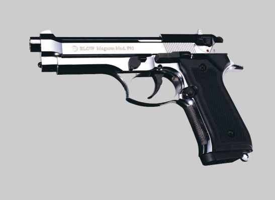 Blow F92 Shiny Chrome 9mm Blank P.A.K Pepper Pistol