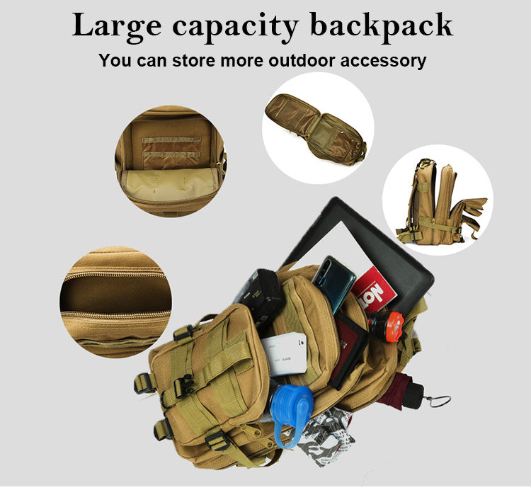 Tactical Molle Assault Backpack – Military-Style Compact EDC Bag with Multi-Compartments, Heavy-Duty Construction & Modular Gear System - Select Colour