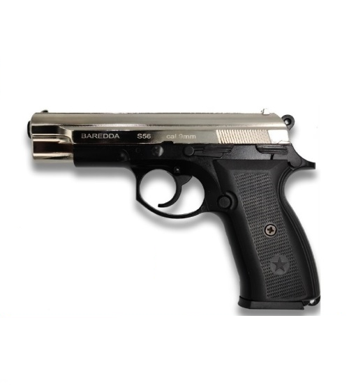 Baredda CZ75 - S56 Chrome & Black 9mm P.A.K Blank / Pepper Pistol