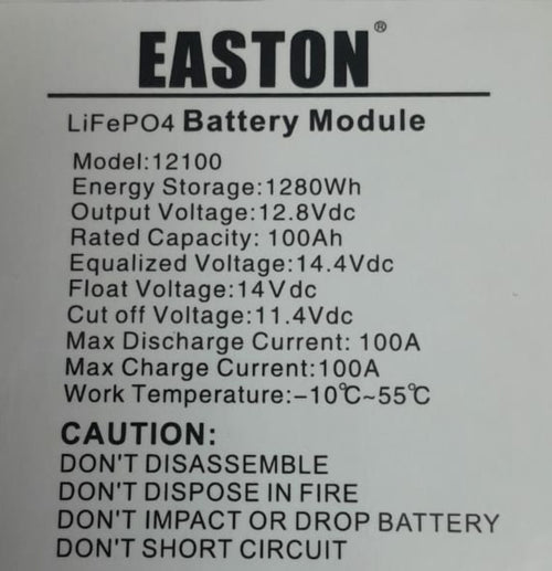 Easton 12V 100Ah Lithium Battery LiFePo4
