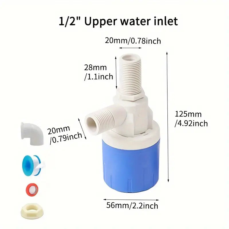 1/2 Inch Float Ball Valve – Automatic Shut Off, Large Flow, PE Float, ABS Body