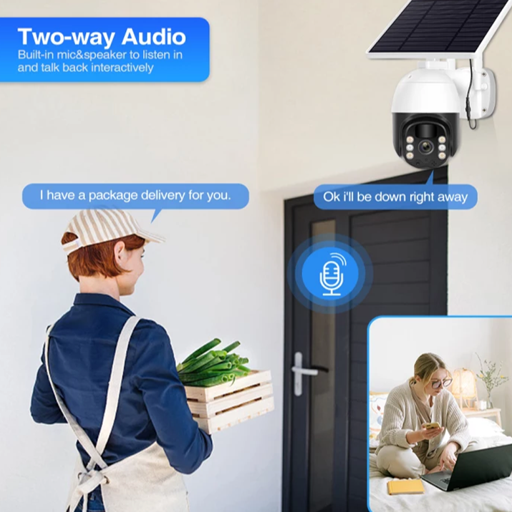 Andowl Q-S850 Solar 4K HD Wifi/4G Outdoor Smart IP PTZ Camera for iPhone