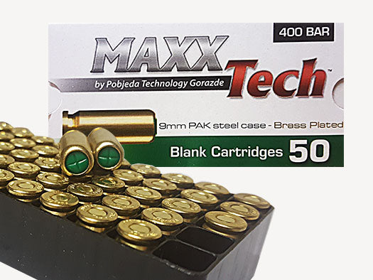 Maxxtech 9mm PAK Blank Round - Pack of 50