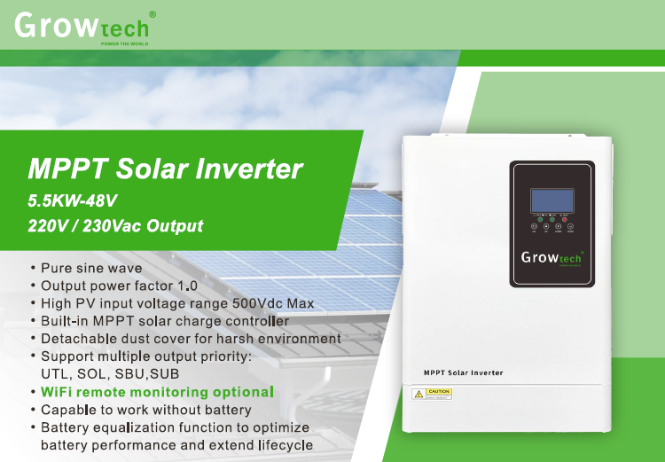 Growtech 5.5KW Inverter | 100A MPPT | 48V