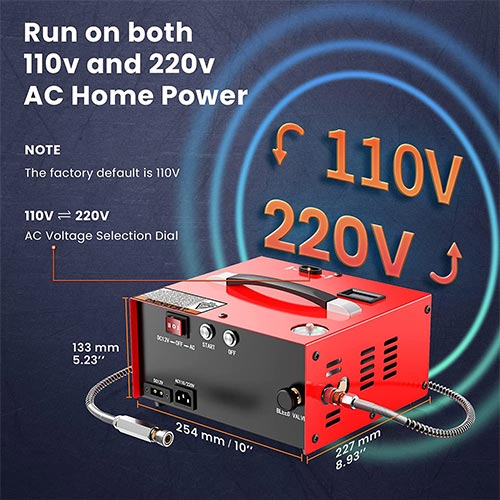 12V/220V Mini Compressor | 250 Bar Fill Pressure | Automatic Cut-Off Gauge
