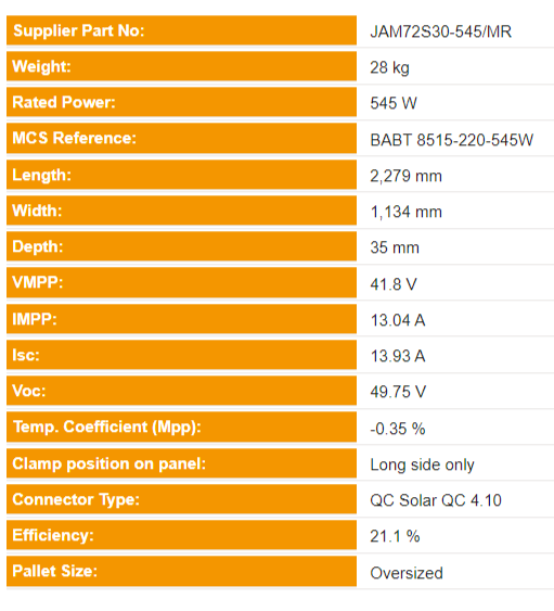 JA Solar 545W Mono PERC Half-Cell MBB QC4
