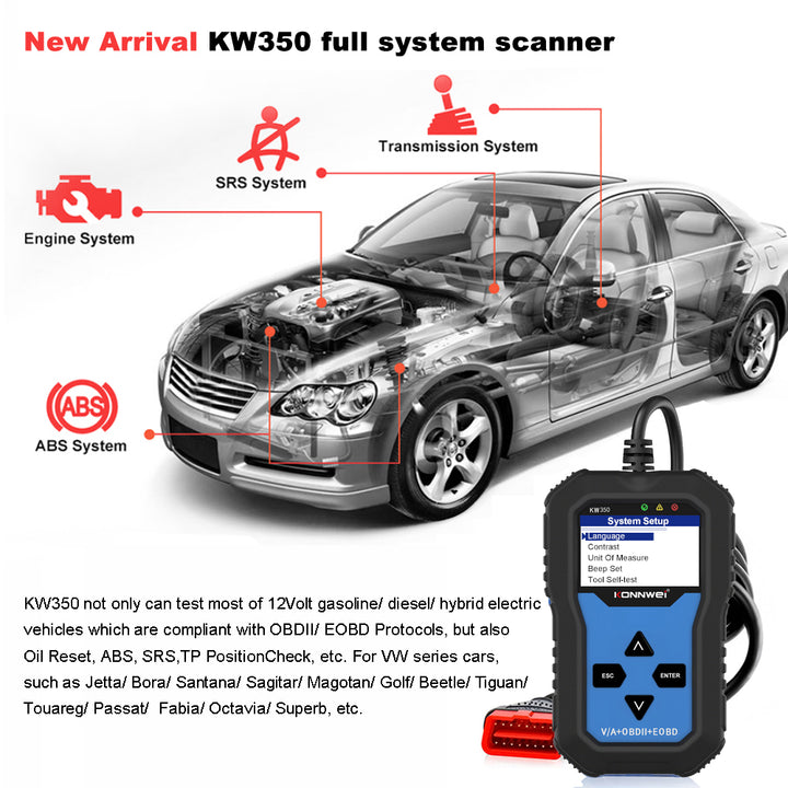 Konnwei KW350 Full System Diagnostics Scanner