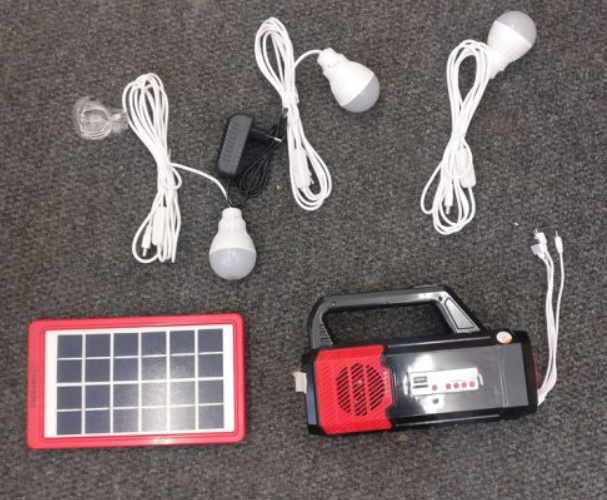 Mobile Solar Lighting Kit with FM Radio | Torch | USB ports | Light Bulbs